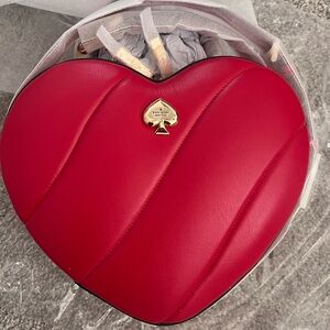 NEW TAGS Kate Spade Love Shack Valentine’s Ruby Red Heart-Shaped Crossbody Purse